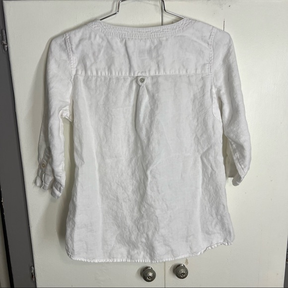 Soft surroundings White Linen Pull Over Blouse size small - Picture 5 of 5